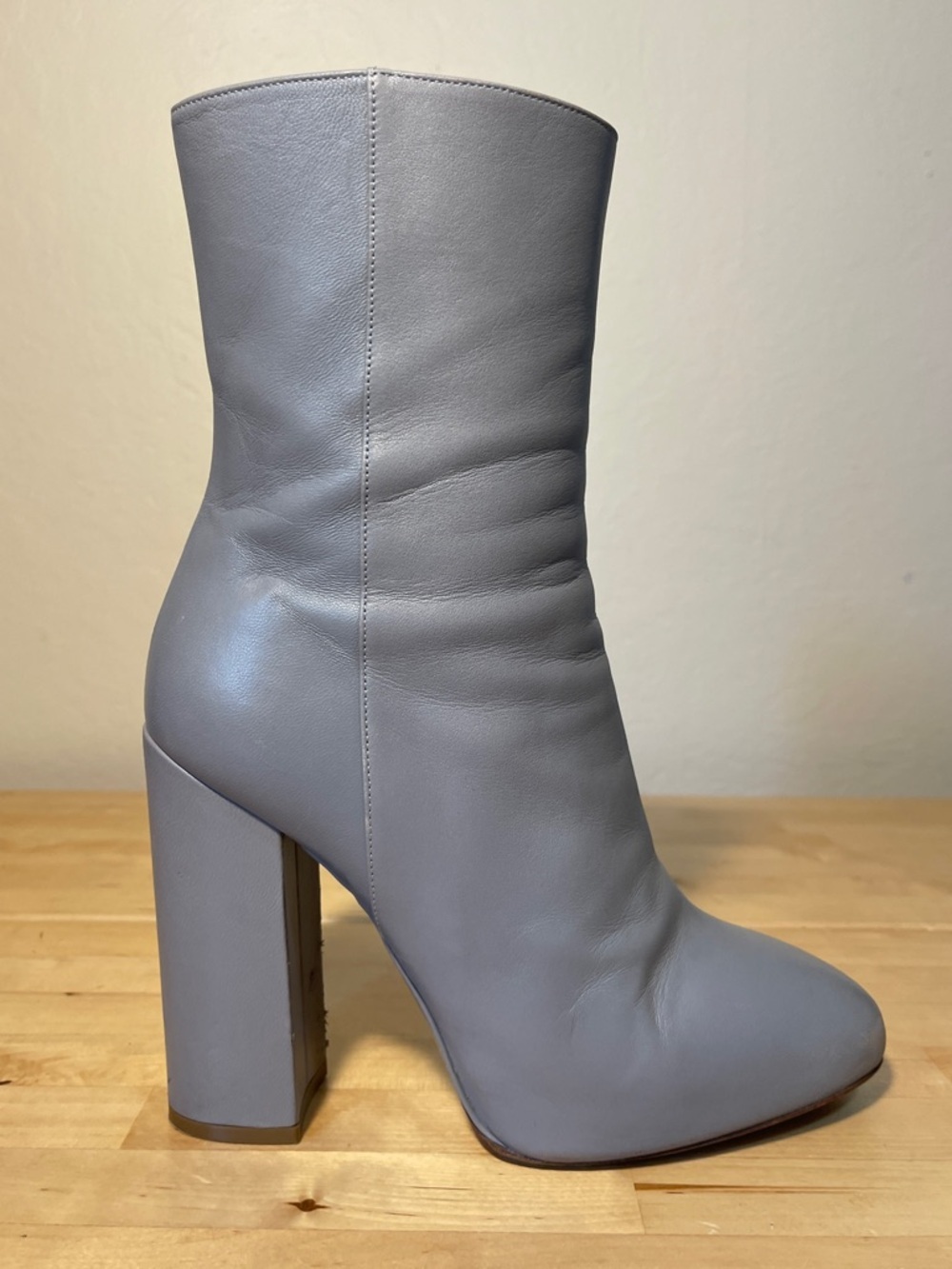 Dries Van Noten Gray Leather Ankle Boots Block Heel Made in Italy Luxury Design